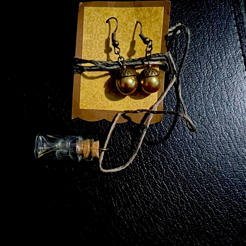 Cottage core style earrings and necklace